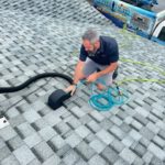 Dryer vent cleaning on a roof in Latrobe PA