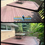 Master Kleen before and after pressure washing services on deck in Pittsburgh PA
